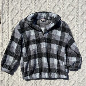 Black And White Sherpa Quarter- Zip coat